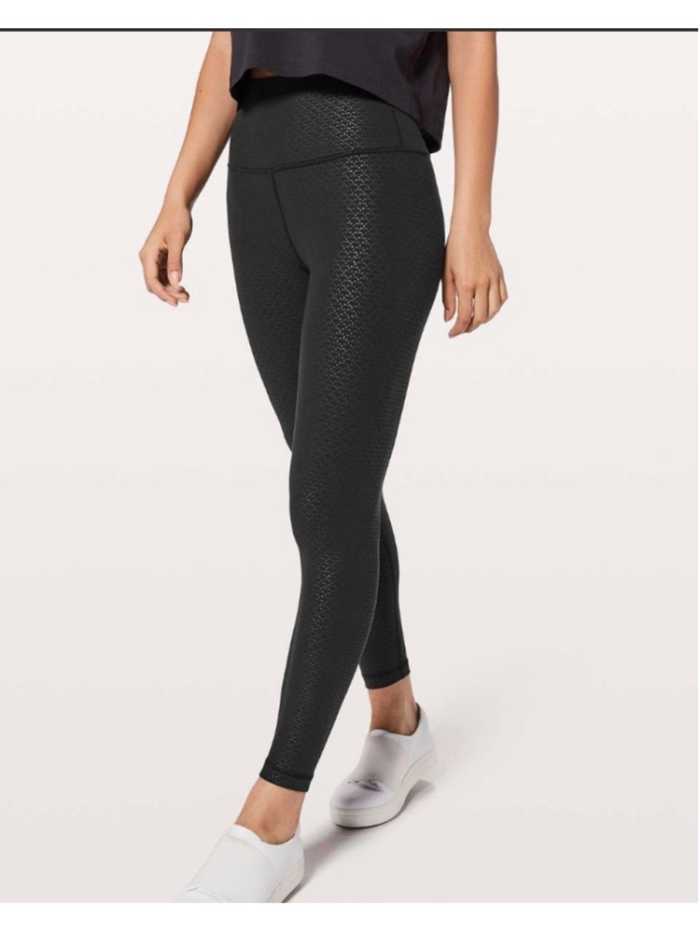 Women's Lululemon Align Pant II 25" Black Embossed Leggings Size 8